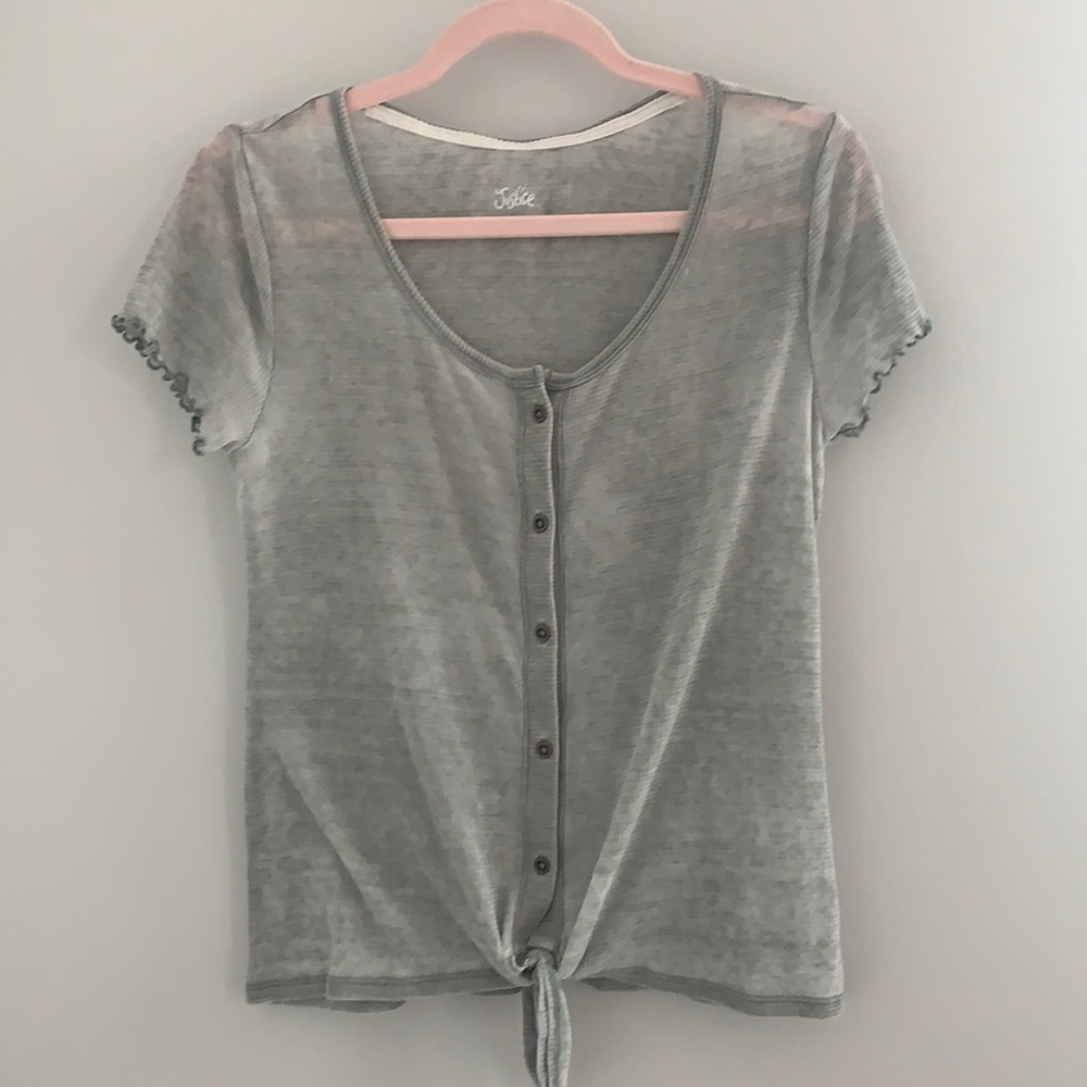 Gray Button Down Top